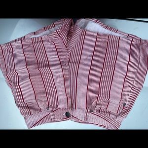 Red/White striped high waisted shorts- Cotton On